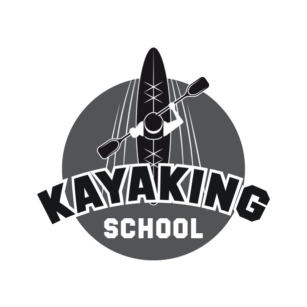 皮划艇和皮划艇体育活动的图标，标志和标志股票插图图片下载