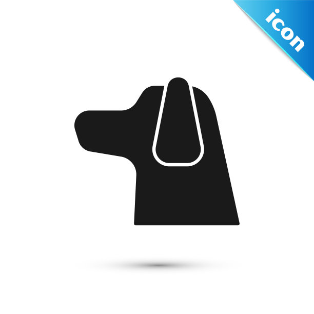 黑狗图标孤立在白色背景。矢量图图片下载