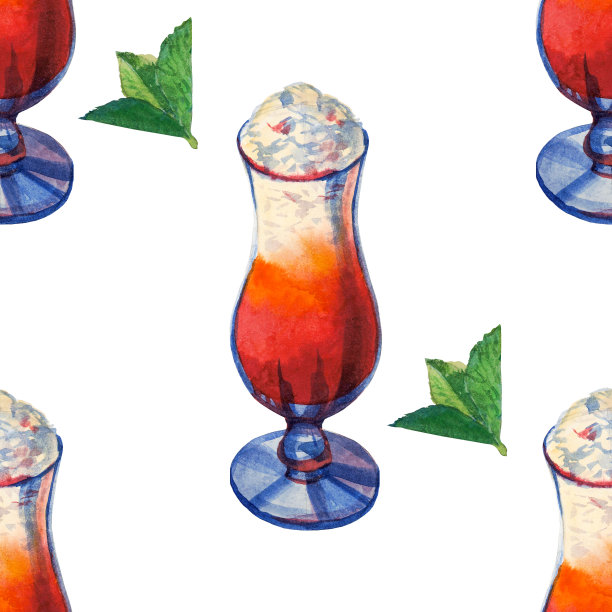 水彩无缝花样酒宴。手绘插图图片下载