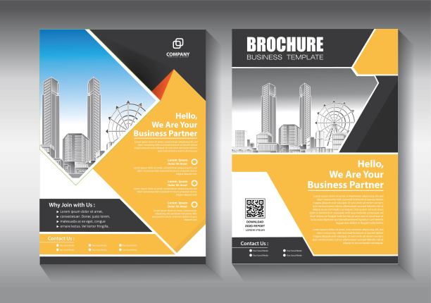 业务抽象向量模板。宣传册设计，涵盖现代布局，年度报告，海报，传单A4彩色三角形，几何形状的科技，科学，市场与灯光背景图片下载