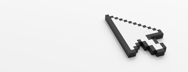 鼠标光标指针与白色背景隔离。三维演示图片下载