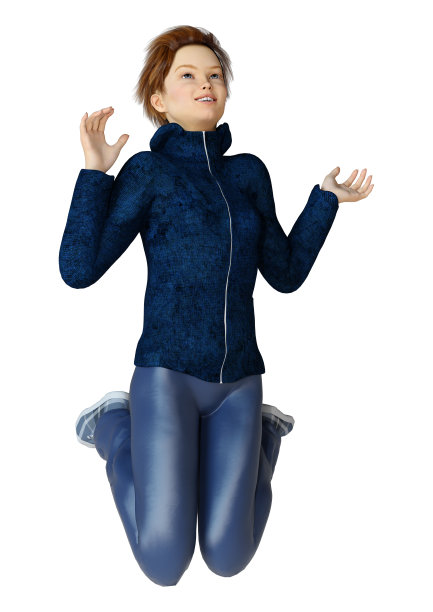 3D插图少女在白色图片下载