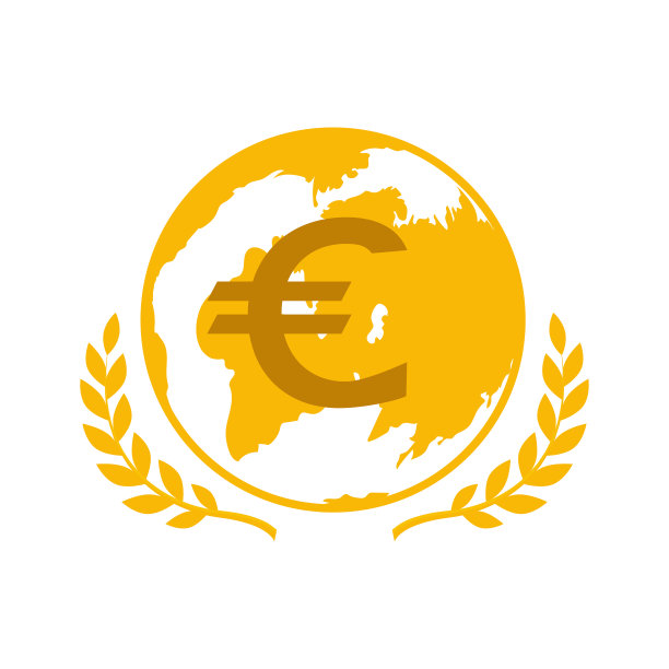 金球与金欧元标志，矢量插图图片下载