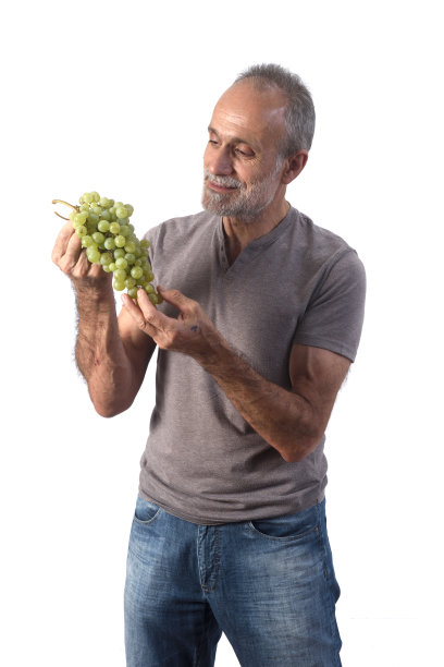 白色背景上有水果的男人图片下载