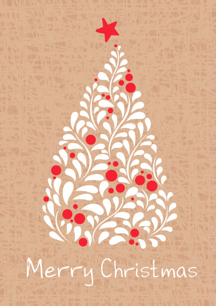 白色的树叶和红色的浆果是圣诞树形状的载体，是圣诞节活动的装饰品。图片下载