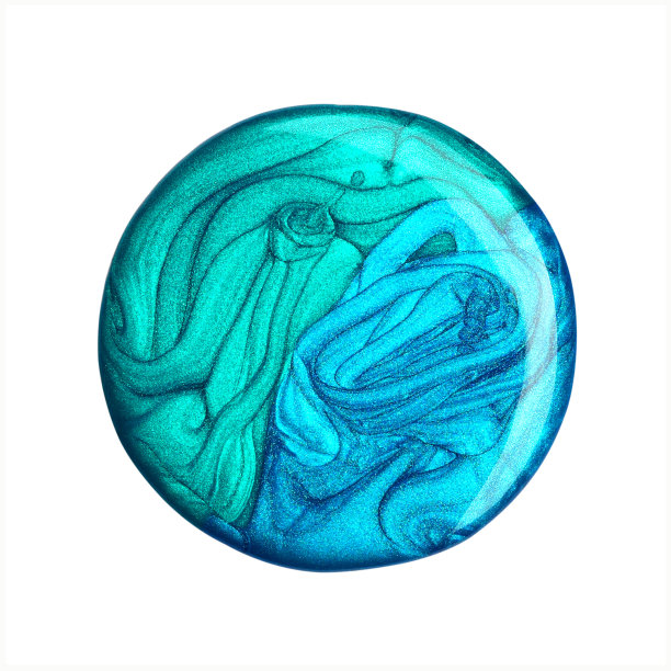 绿色蓝色圆形指甲油斑点孤立在白色上图片下载