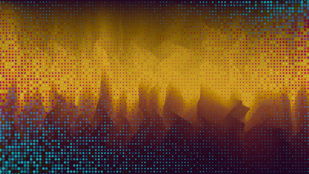 抽象的蓝色点背景与橙色火图片下载