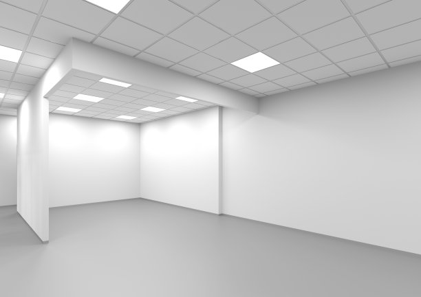 一个空白的白色办公室内部背景，3d图片下载