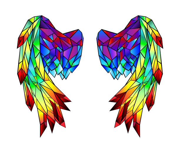 彩虹多边形折叠翅膀图片下载