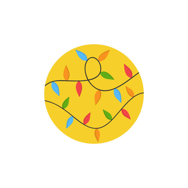 圣诞彩灯圆形图标图片下载