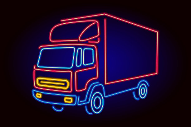 霓虹灯的车。图片下载