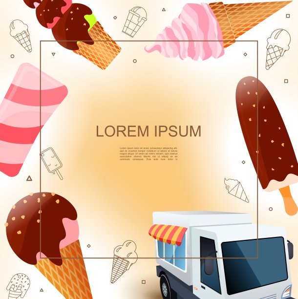 扁平冰淇淋模板图片下载