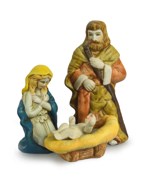 白色背景下的圣诞节耶稣诞生场景图片下载