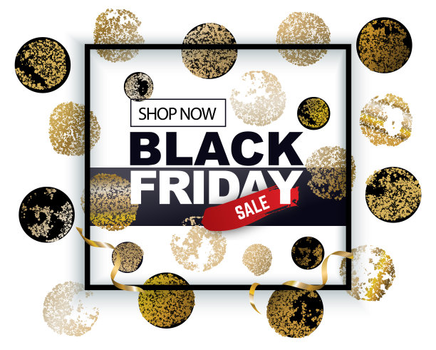 黑色星期五的旗帜在广场上金色黑色的圆圈。出售横幅图片下载