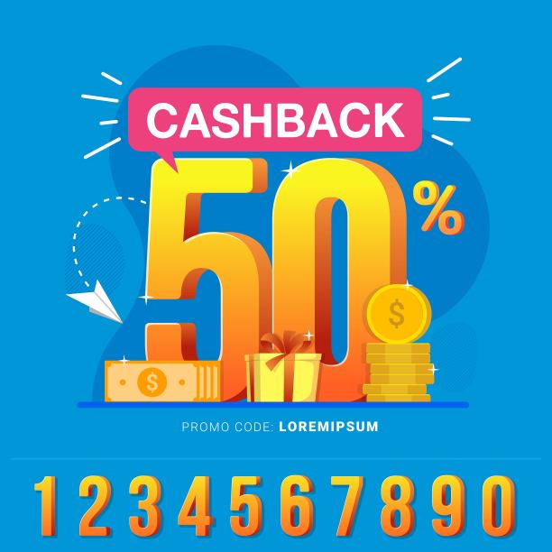 Cashback横幅设计概念，节省和退款与硬币和平板电话图片下载