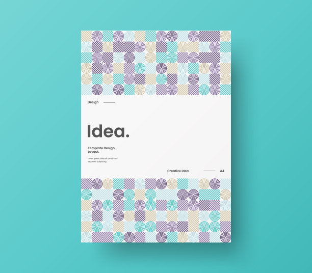 惊人的业务表示向量A4垂直方向的首页模拟。现代企业报表封面抽象几何插图设计布局。公司身份手册模板。图片下载