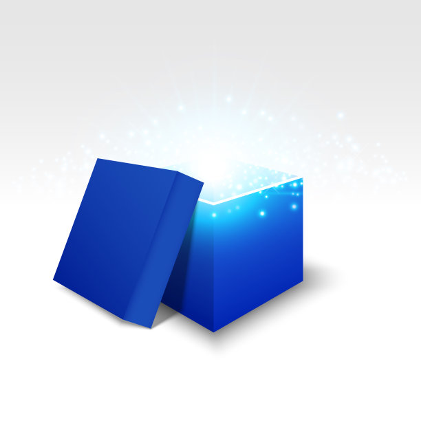 白色背景的蓝色礼品盒图片下载