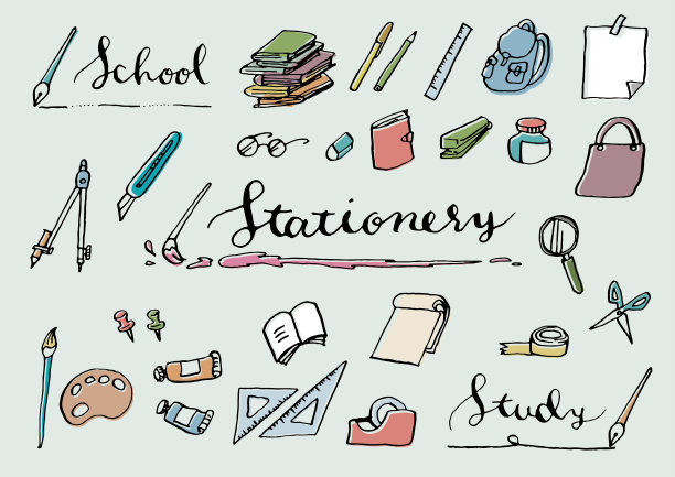 手绘插图材料集图片下载