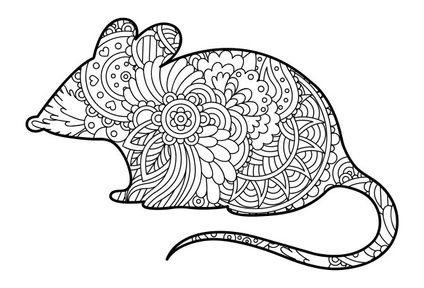 黑白相间的装饰鼠标。图片下载