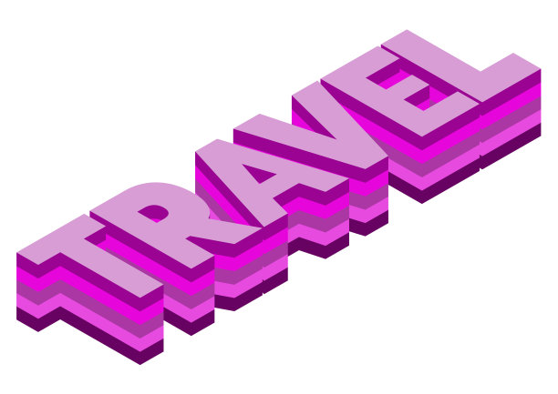 旅行字等距3d渲染孤立背景图片下载