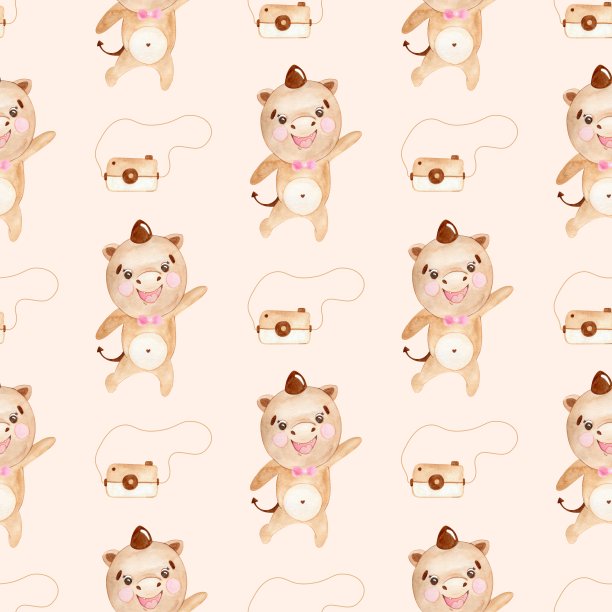 水彩无缝图案与小蜻蜓。图片下载