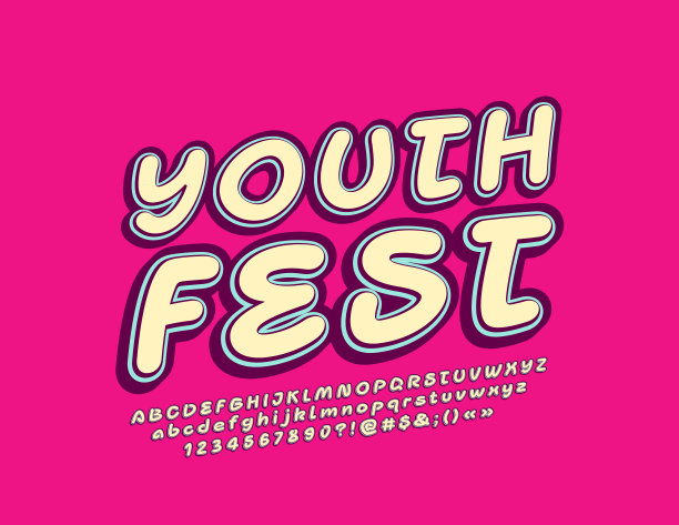 矢量时尚旗帜青年节。创意字母，数字和符号图片下载