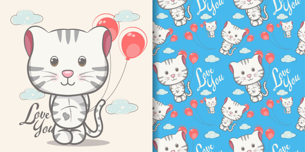 可爱的猫卡通图案集图片下载