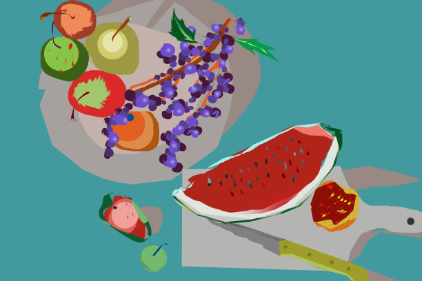 在盘子上的水果组合图片下载