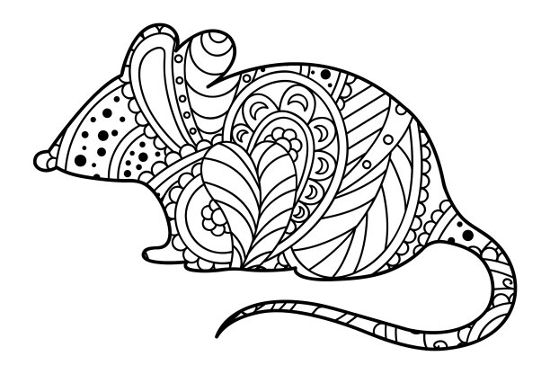 黑白相间的装饰鼠标。图片下载