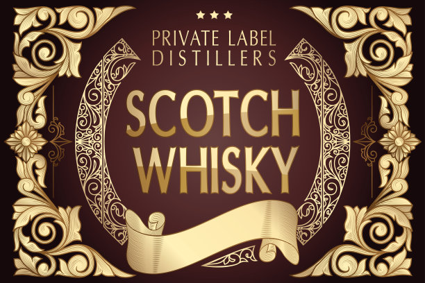 威士忌-黄金华丽复古装饰标签图片下载