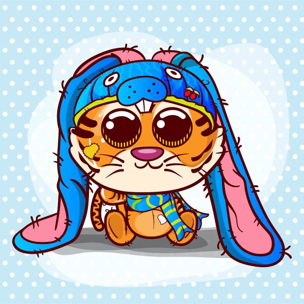 宝宝淋浴问候卡与可爱的卡通老虎男孩-向量图片下载