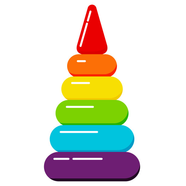 儿童金字塔玩具矢量平面设计图标插图孤立的白色背景。图片下载