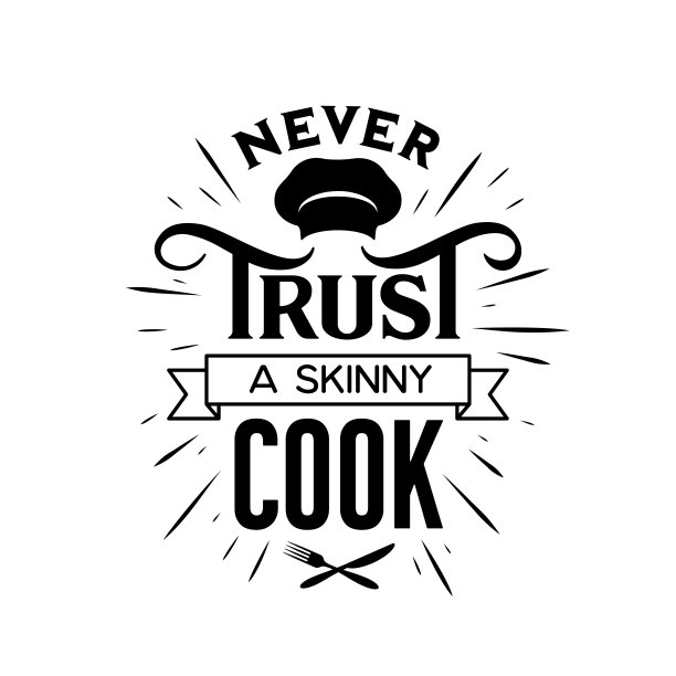 永远不要相信一个瘦骨嶙峋的厨师写的海报。向量的插图。图片下载