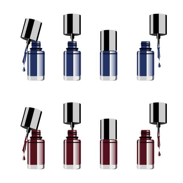 指甲油颜色设置在白色背景与彩色滴现实的矢量插图图片下载