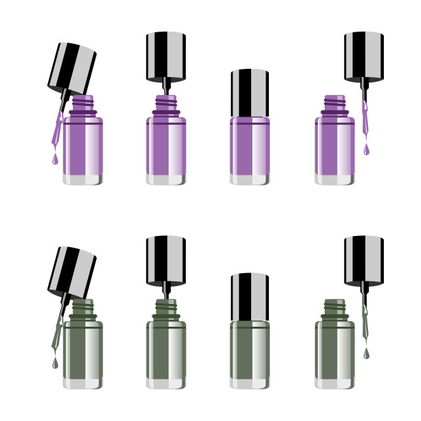 指甲油颜色设置在白色背景与彩色滴现实的矢量插图图片下载