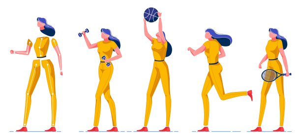 运动女人玩不同种类的游戏。图片下载