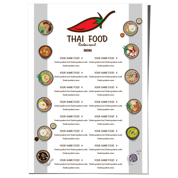 菜单泰国菜设计模板图形图片下载