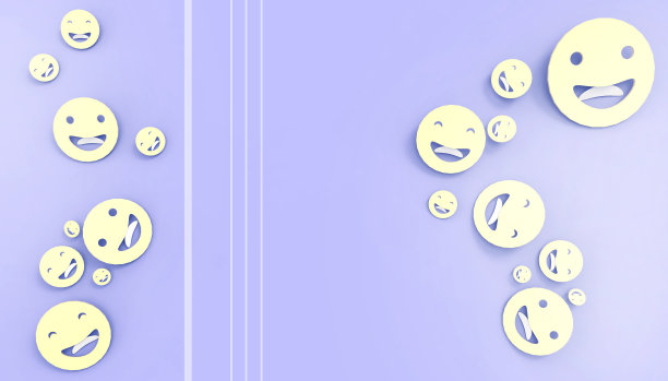 创意抽象的商业概念笑脸和暑假假期灵感艺术在粉彩蓝色背景- 3d渲染图片下载