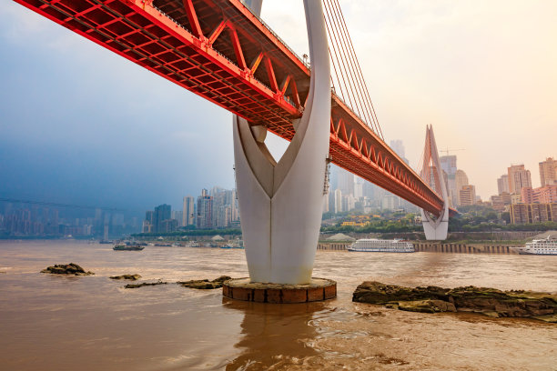 日落城市建筑景观和美丽的天空在重庆图片下载