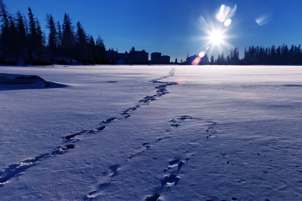 Stbske Pleso湖的冰面。斯洛伐克。图片下载