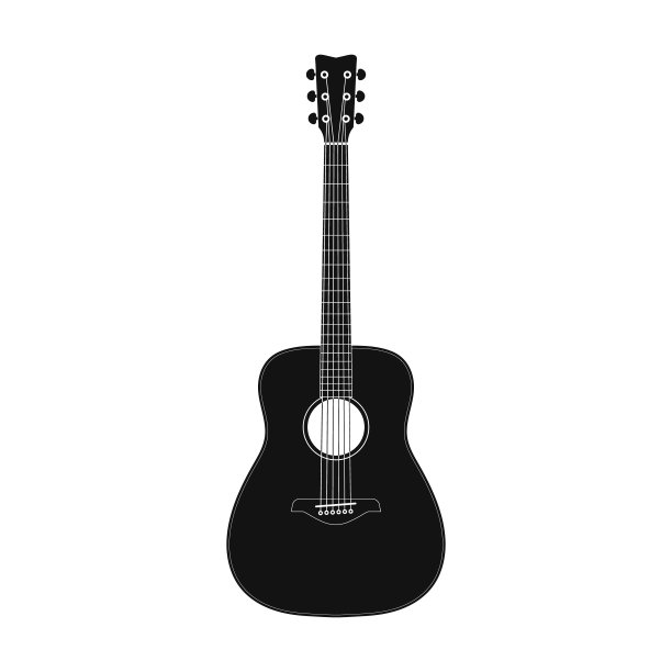 平面风格逼真的吉他图标形状剪影。乐器标志符号标志。矢量插图形象。孤立在白色背景上。图片下载