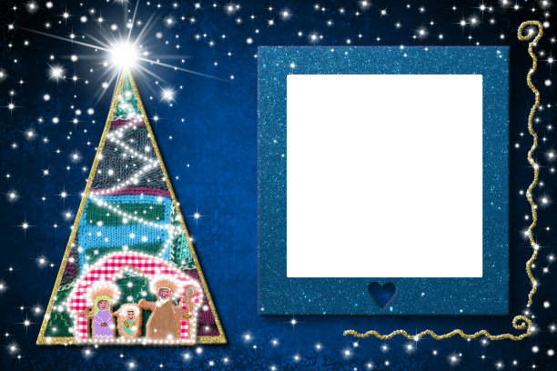 圣诞空相框贺卡。Nativiy场景图片下载