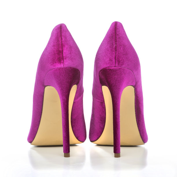 粉色绒面革经典细高跟鞋图片下载