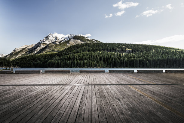 空木庭院前湖和山图片下载