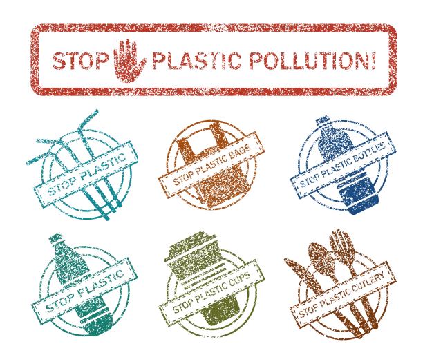 拒绝塑料。停止塑料。邮票集图片下载