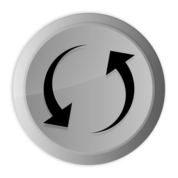 更新箭头图标金属银色圆形按钮金属设计圈孤立在白色背景黑白概念插图图片下载