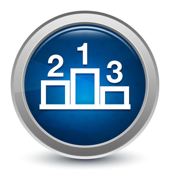 领奖台图标星爆亮蓝色圆形按钮插图设计理念图片下载