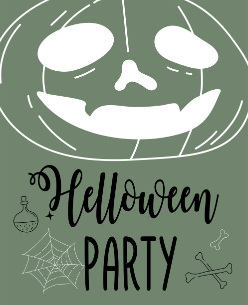 万圣节背景集合。万圣节贺卡和海报，派对标志。带有符号和符号的概念插图。平面设计卡通图片下载