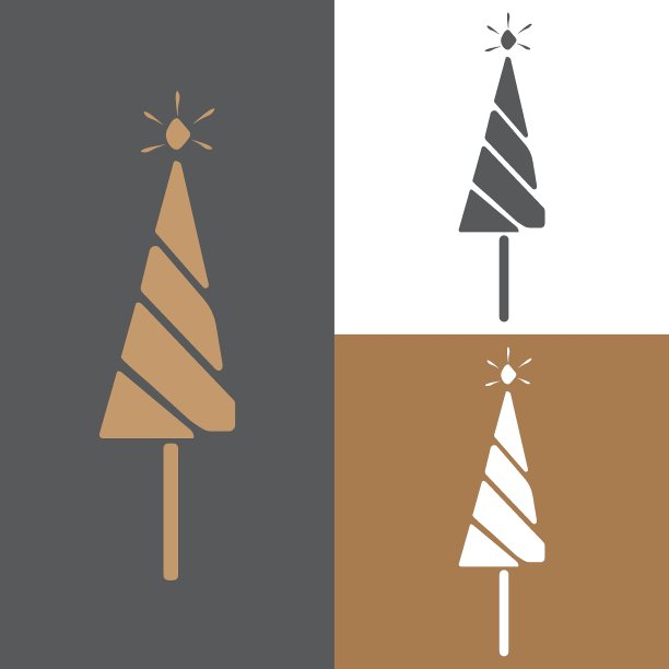 圣诞树。组照片。向量图片下载