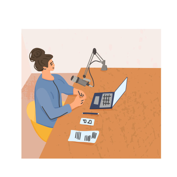 播客展示工作室概念。向量的简单设计。图片下载